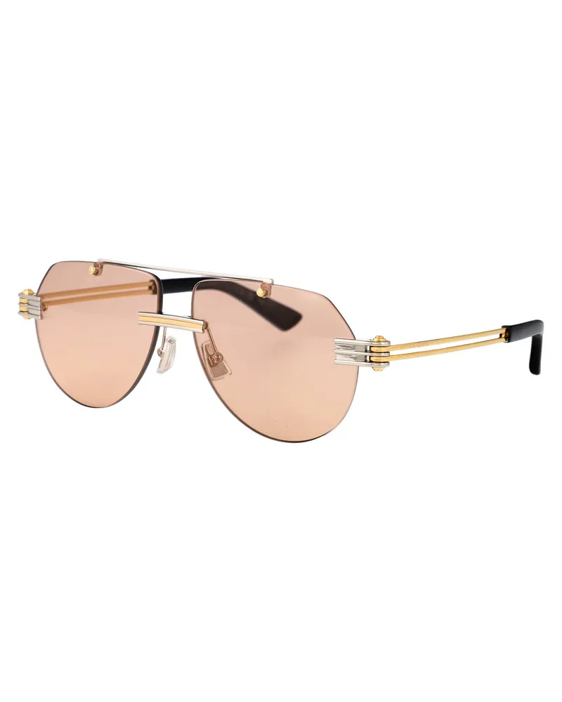 Bottega Veneta BV1342S Metal Frame Sunglasses — Silver Silver