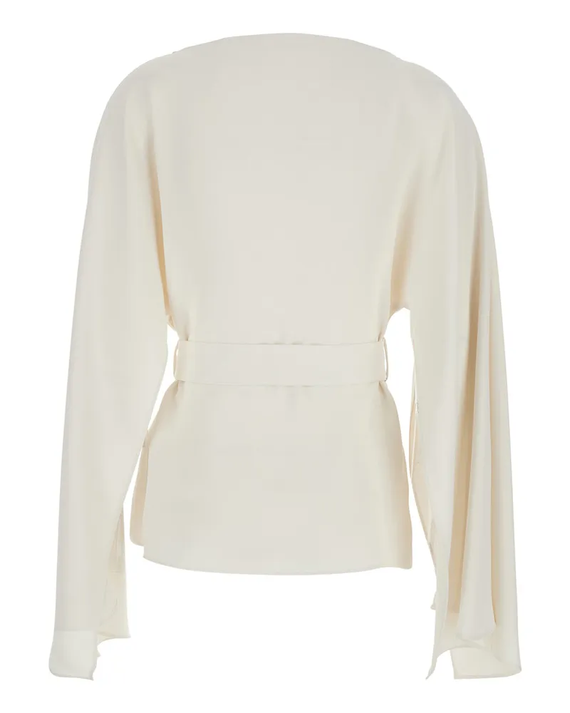 P.A.R.O.S.H. Bow-Detailed Ruffle Sleeve Blouse — White White