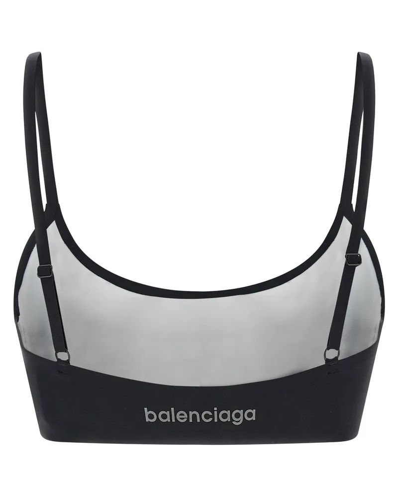 Balenciaga Reflective Logo Technical Fabric Tank Top — Black Black