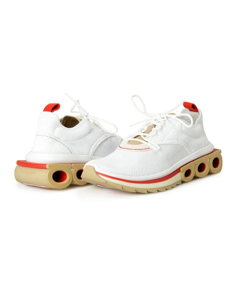 Ferragamo Men's White Fabric Athletic Sneakers White