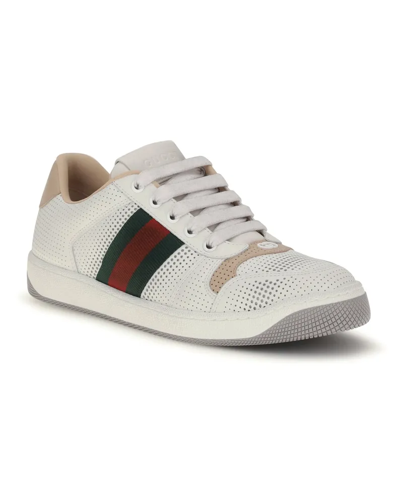 Gucci Women's Trainers Screener Perforated Leather White Sneaker White