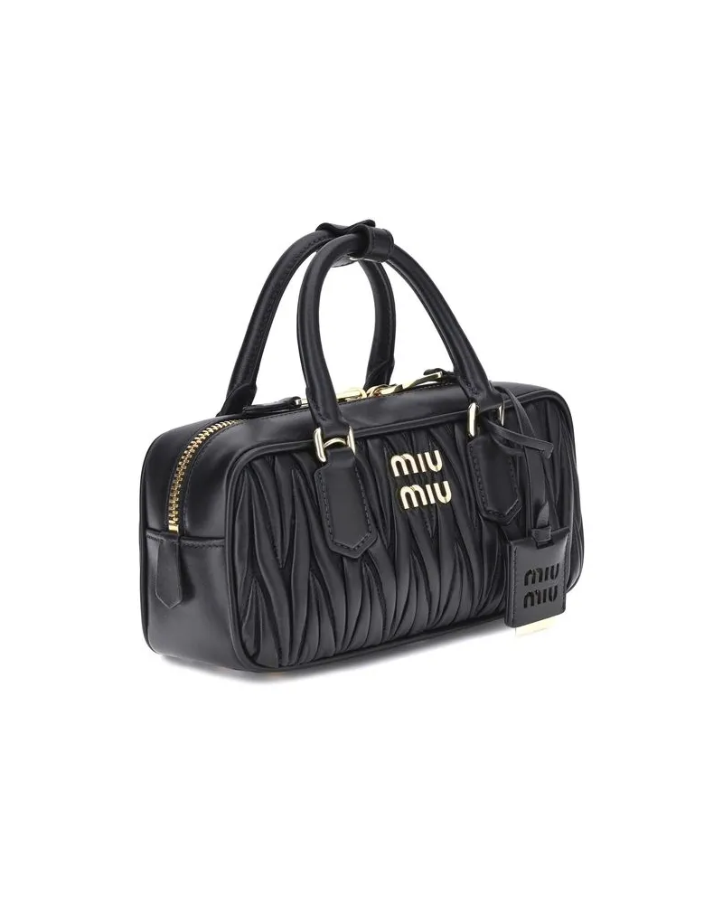Miu Miu Arcadie Calfskin Leather Shoulder Bag — Black Black