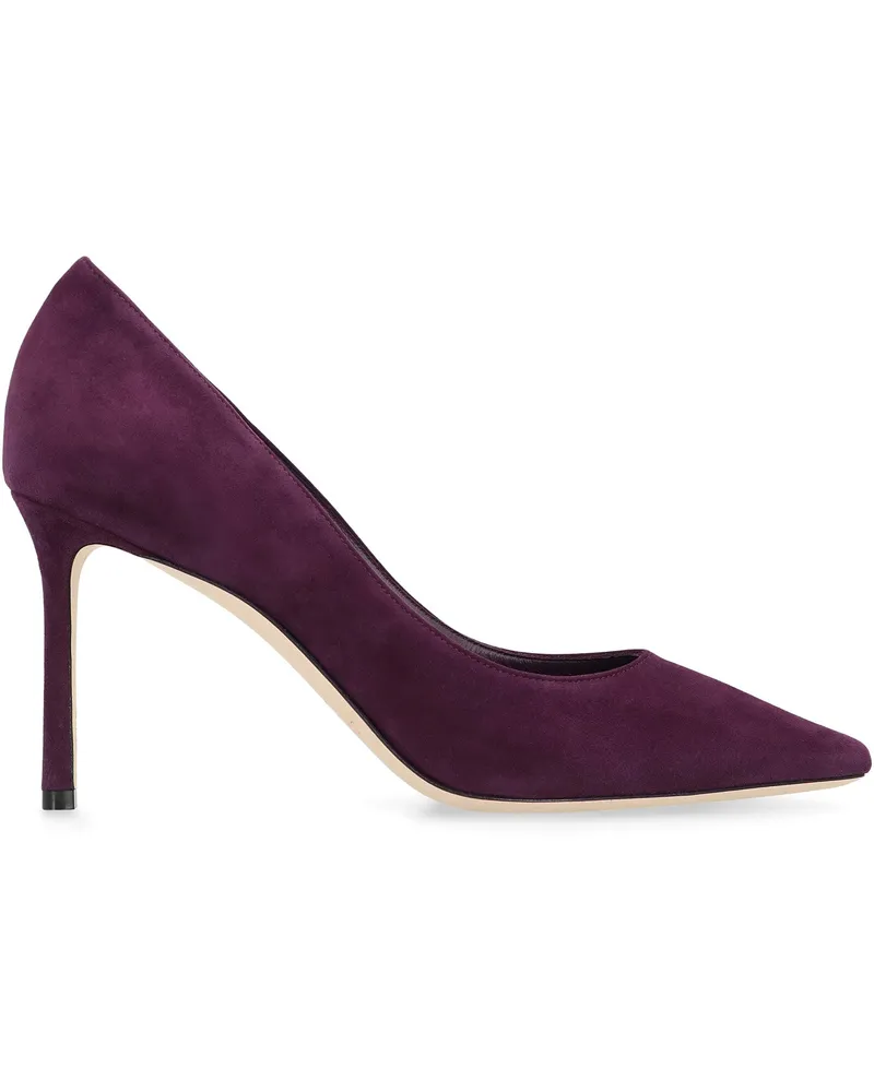 Jimmy Choo Women's Romy 85 Suede Stiletto Pumps Purple Goatskin High Heel Shoes 