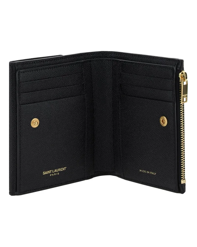 Saint Laurent Embossed Logo Calfskin Wallet — Black Black