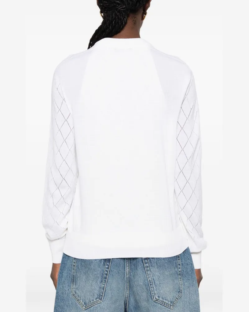Balmain Quilted Wool Cardigan — White White