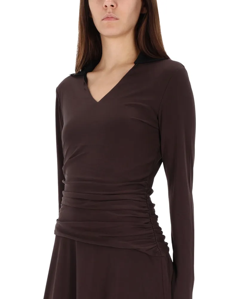 Tory Burch Asymmetrical Viscose Midi Dress — Brown Brown