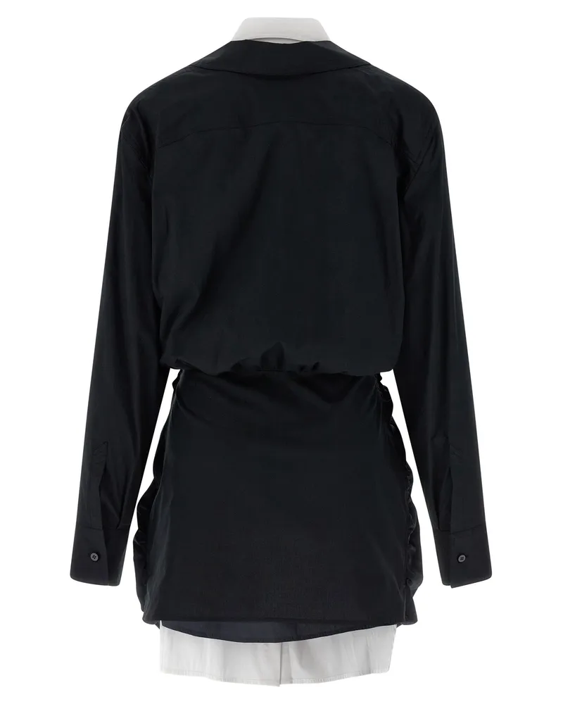 ATTICO Double-Layer Stretch Cotton Shirt Dress — Black Black