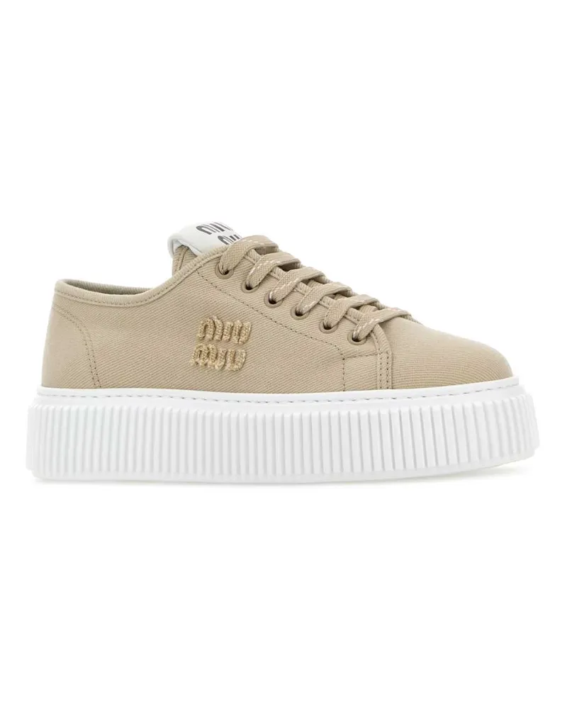 Miu Miu Women's Beige Canvas Sneakers Coloniale Beige