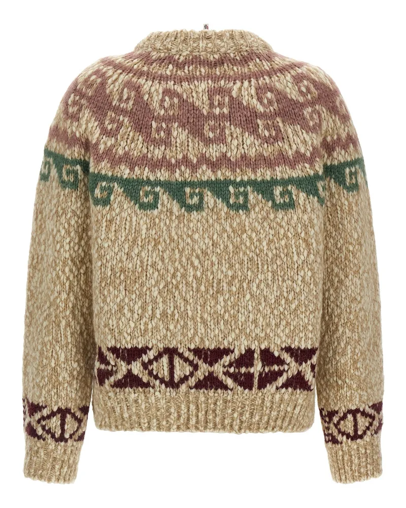 Moncler Geometric Jacquard Sweater — Beige Beige