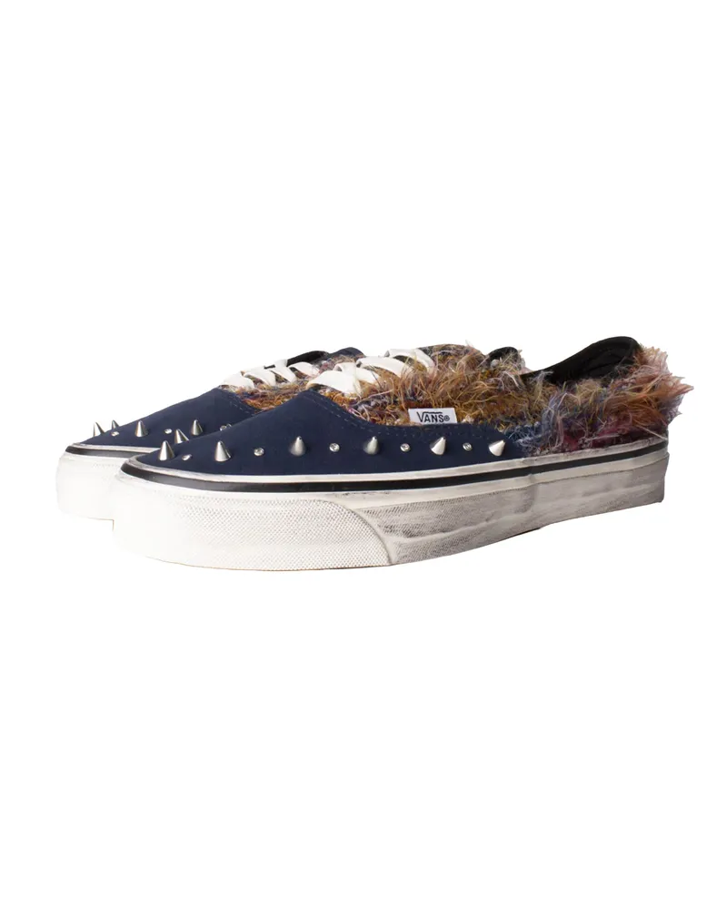 Vans Women's Sneakers Authentic 44 Mohair Blue Blue-Multicolour Majority Textile With Leather Trainers Blue/multicolour Blue