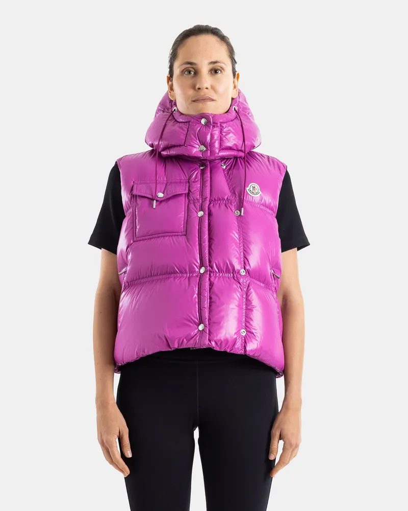 Moncler Women's Pario Hooded Puffer Vest Pink Down Jackets Coat Pink