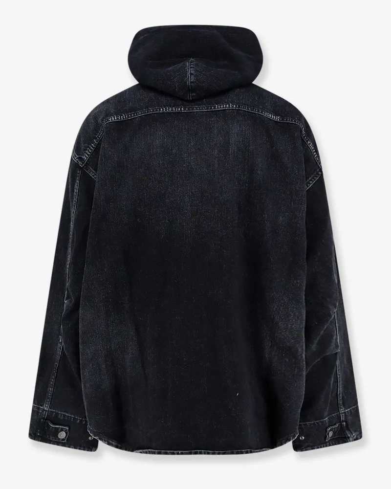 Balenciaga Men's Denim Jacket, Black Cotton Black