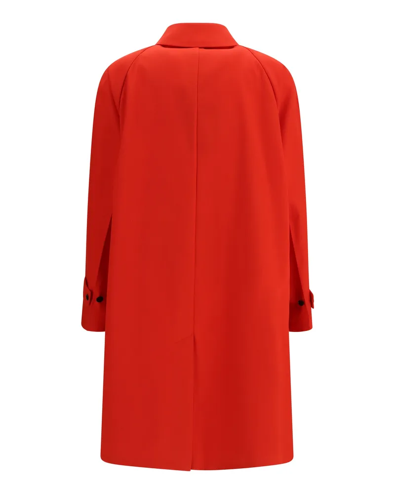 Prada Women's Cotton Gabardine Coat With Classic Collar Rosso Polyester Red