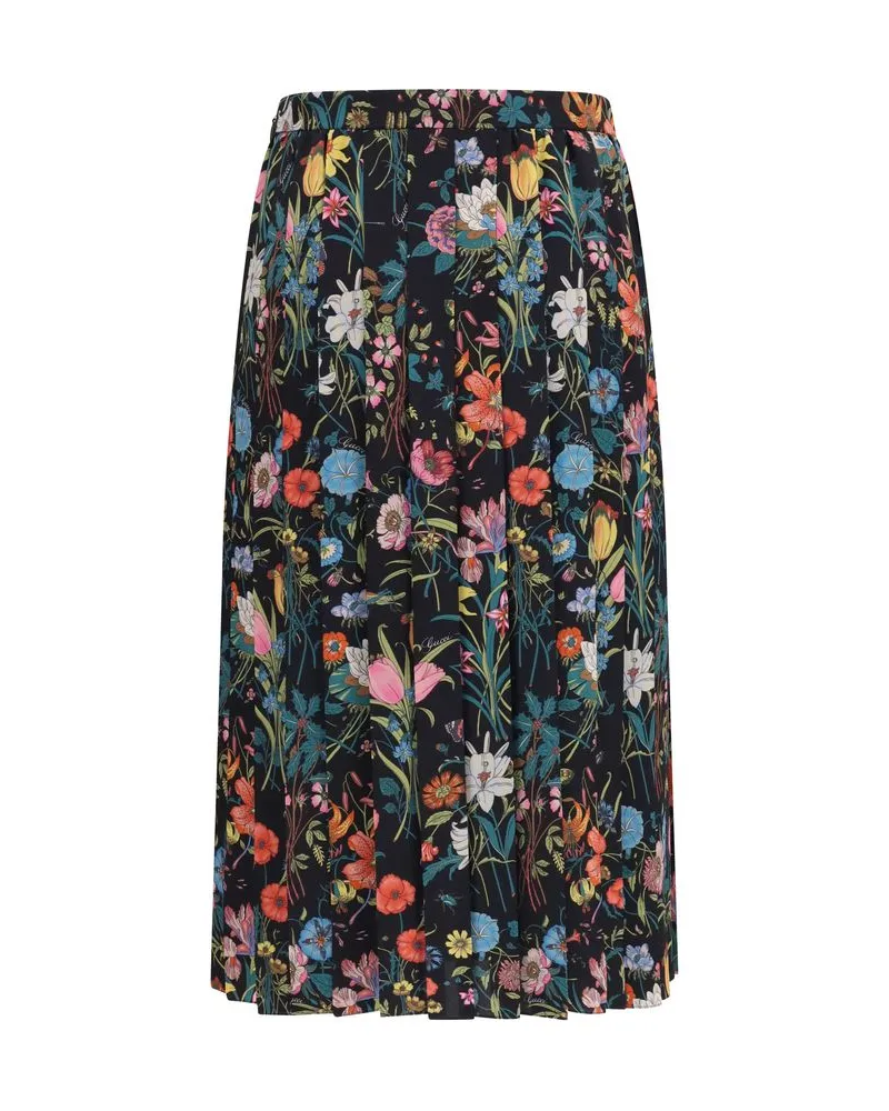Gucci Women's Multicolor Silk Midi Skirt Black