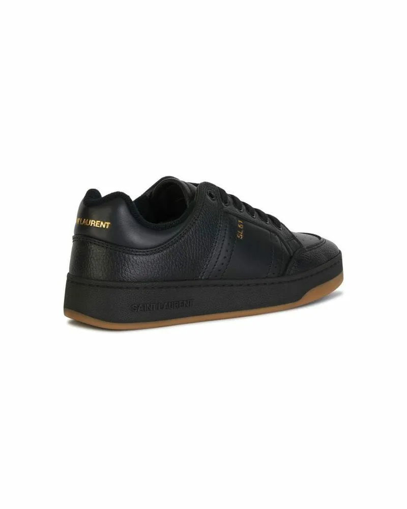 Saint Laurent Men's Black Calf Leather Low Top Sneakers Black