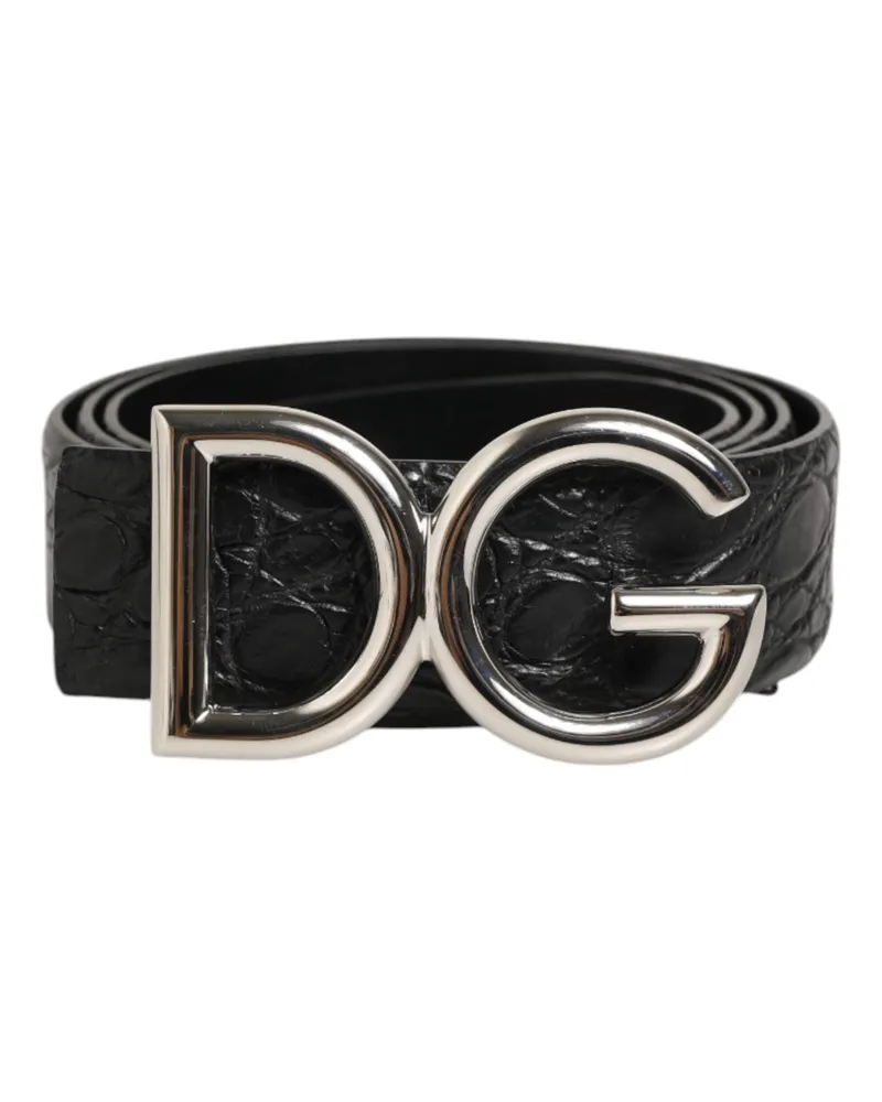Dolce & Gabbana DG Logo Buckle Belt — Black Black