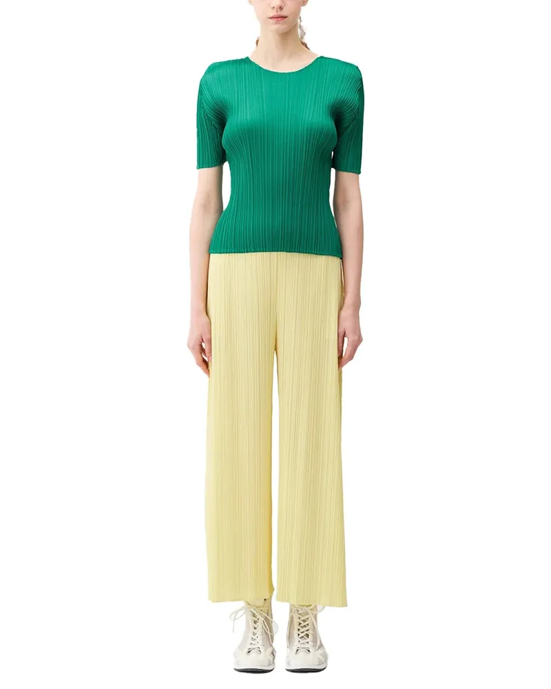 Issey Miyake Pleated Polyester Sweater — Green Green