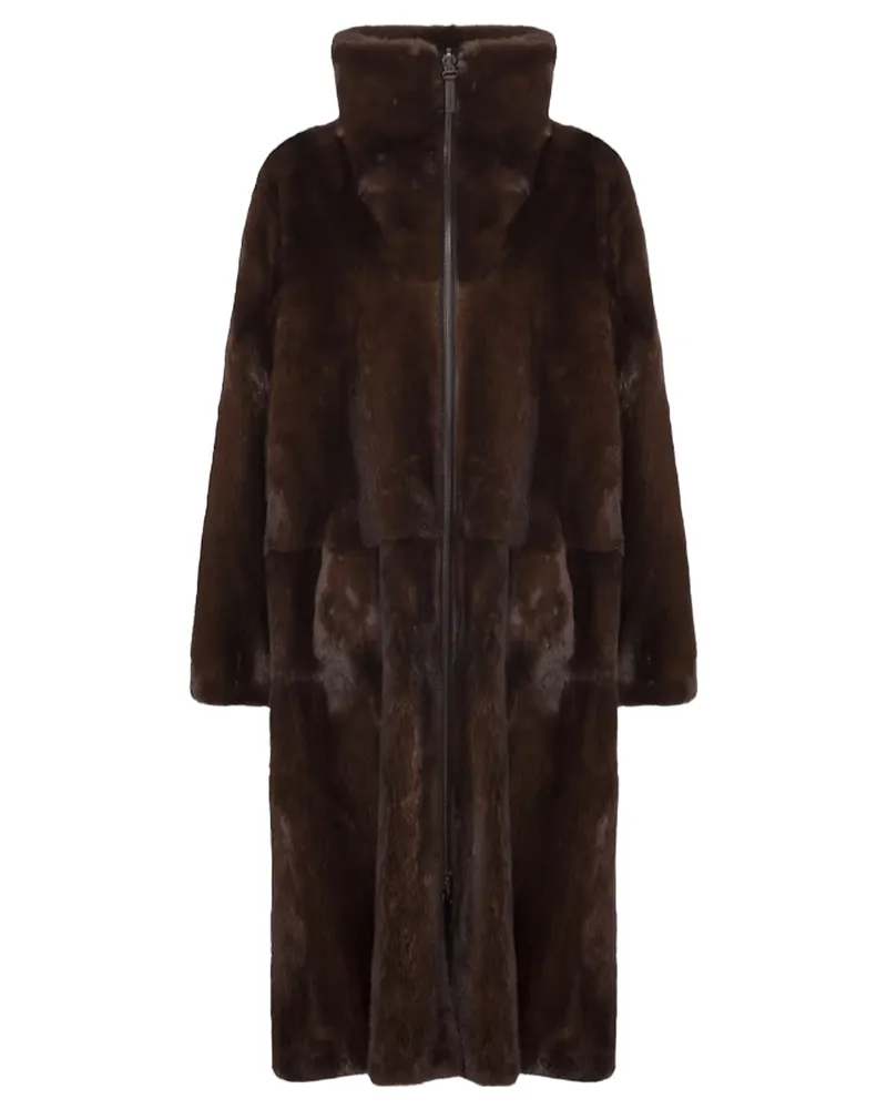 Yves Salomon Reversible Mink Coat — Brown Brown