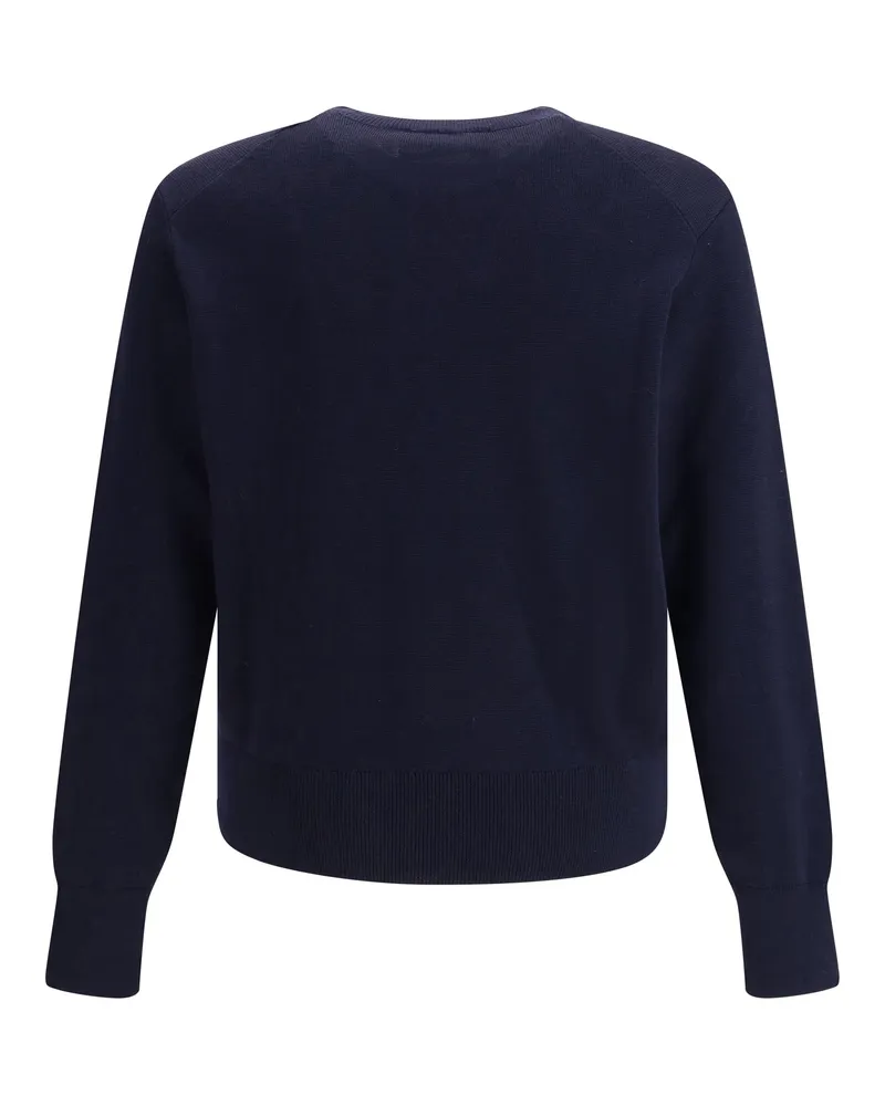 AMI Paris Men's Pull Col Rond Ami De Coeur Marine-Rouge Cotton Knitwear Marine/rouge Sweater Marine