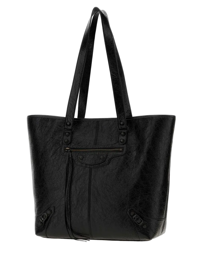 Balenciaga Textured Lamb Leather Tote Bag — Black Black