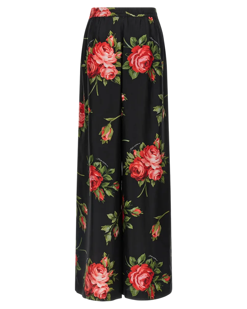Dolce & Gabbana Bouquet Rose Trousers — Black Black
