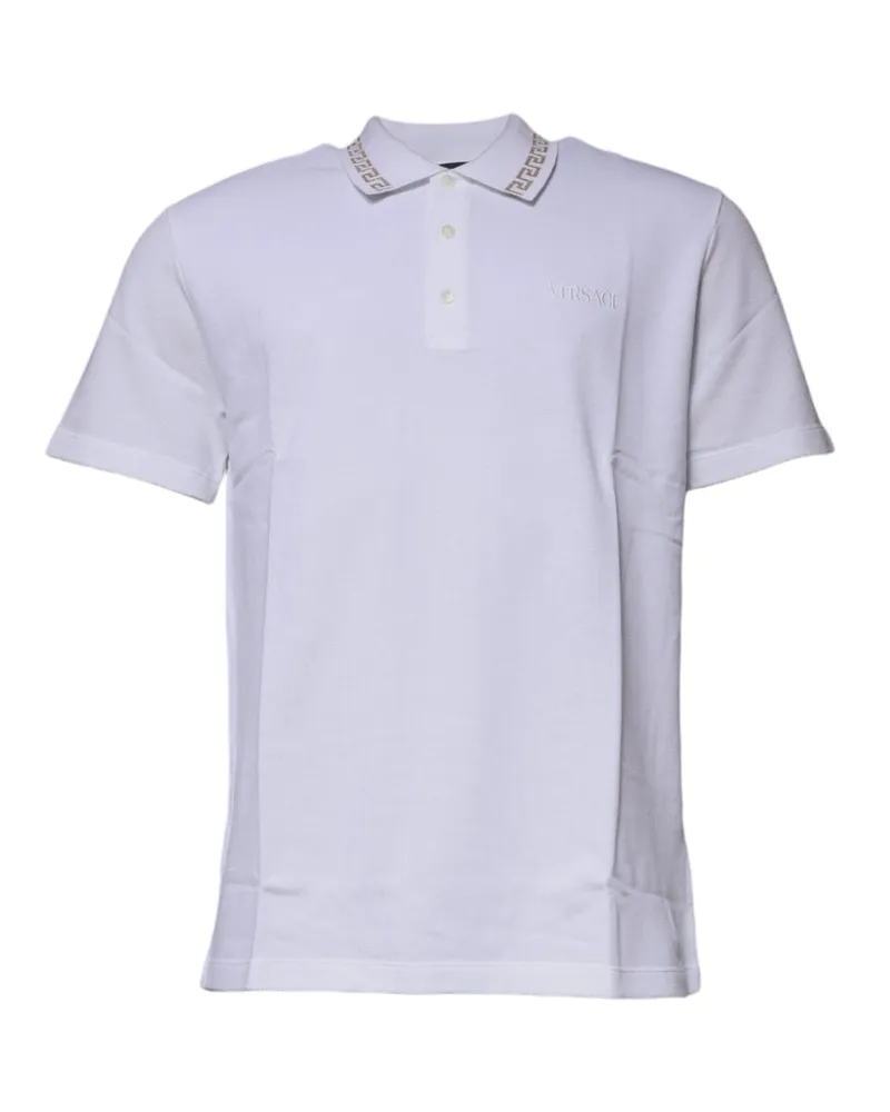 Versace Viscose-Blend Collared Polo — White White