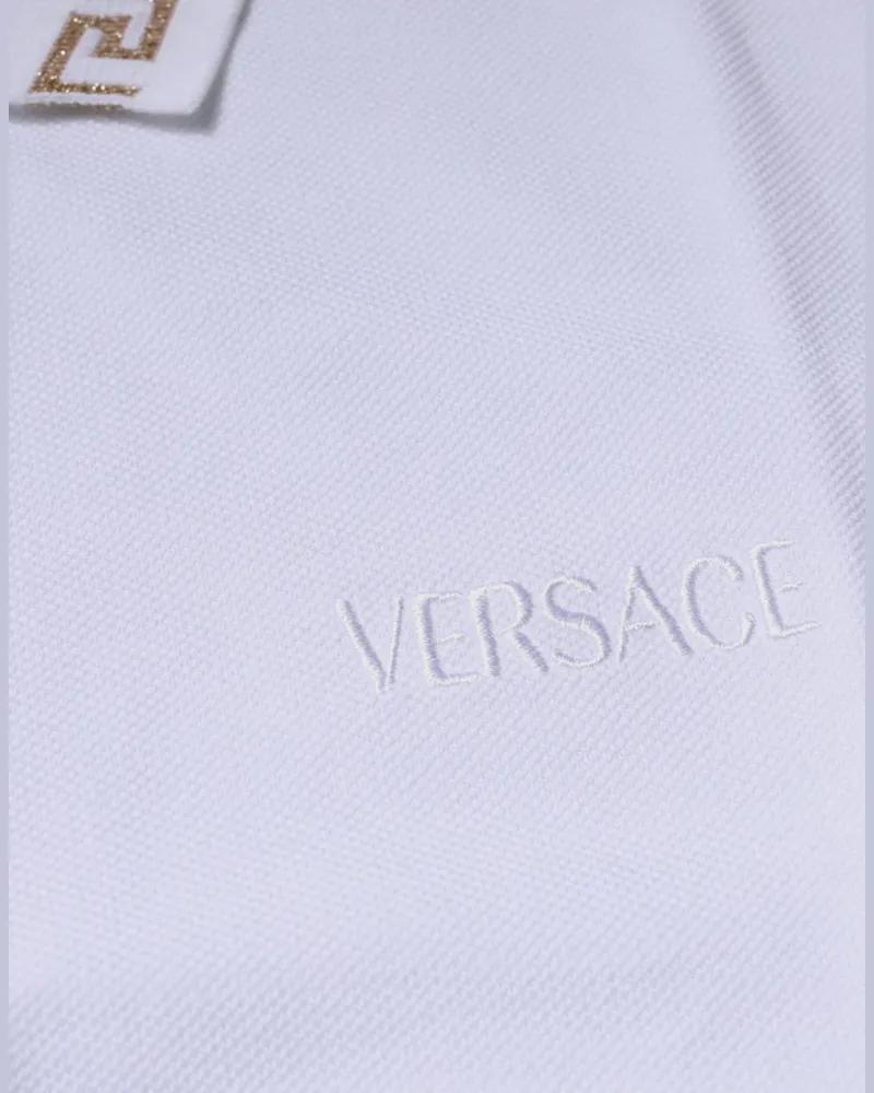 Versace Viscose-Blend Collared Polo — White White
