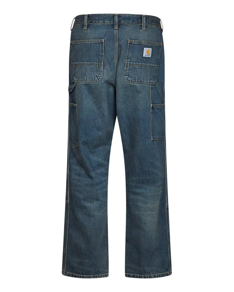 Carhartt WIP Men's Double Knee Blue Denim Jeans Cotton Blue