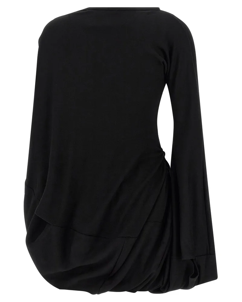 Junya Watanabe Asymmetrical Draped Wool Blouse — Black Black