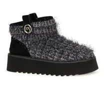 Women's Tweed And Lurex Ankle Boots Pewter Upper: Fabric; Sole: Rubber