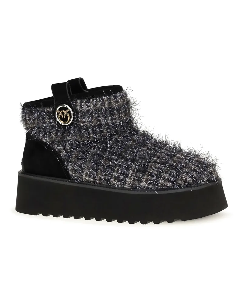 Pinko Women's Tweed And Lurex Ankle Boots Pewter Upper: Fabric; Sole: Rubber Gray