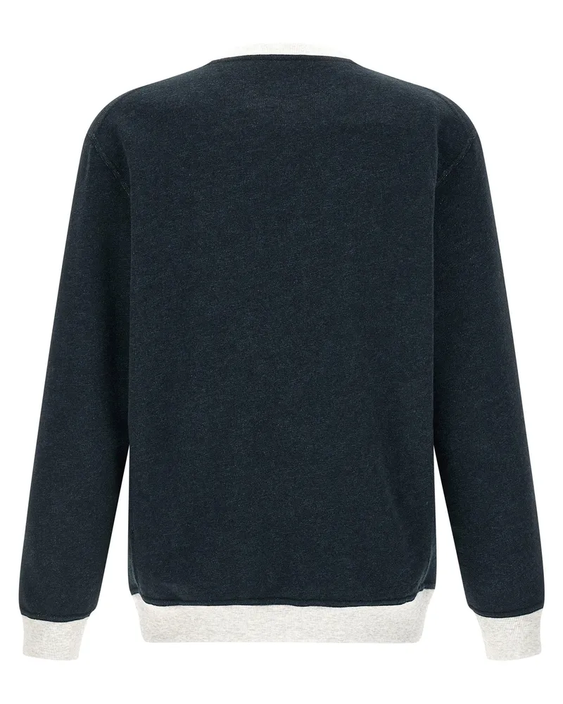 Brunello Cucinelli Logo-Print Cotton-Linen Sweatshirt — Navy Navy