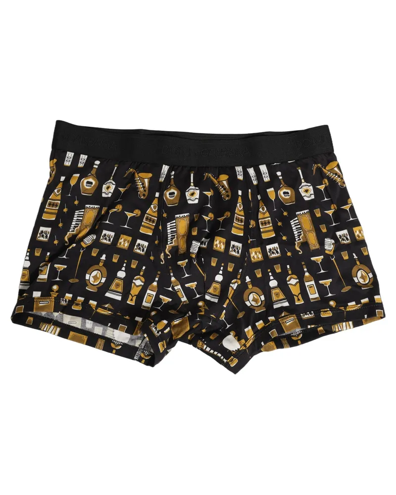 Dolce & Gabbana Cocktail Print Boxer Underwear — Black Black