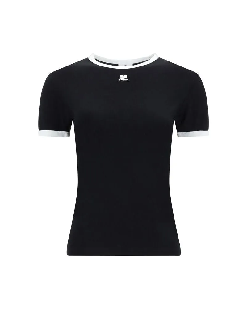 Courrèges Women's Black Cotton T-Shirt Black