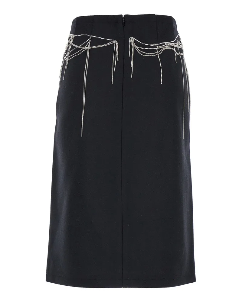 Dries van Noten Women's Black Midi Skirt With Beaded Embellishments Wool Polyamid Black