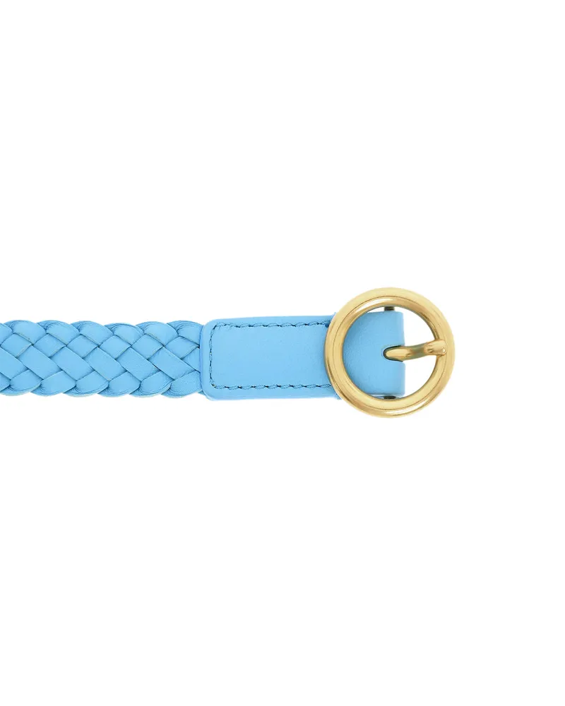 Bottega Veneta Women Intrecciato Nappa Leather Belt Blue Accessories Blue