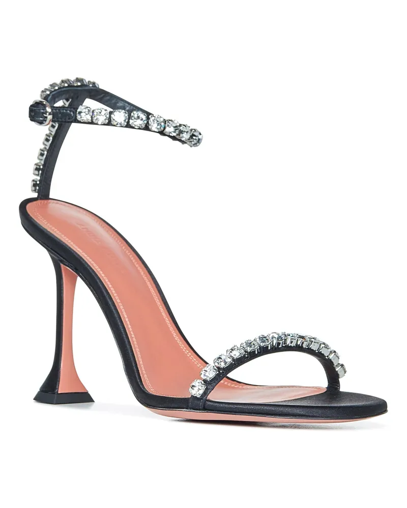 Amina Muaddi Women's Sandals Gigi 95 Black Silk Crystal Black