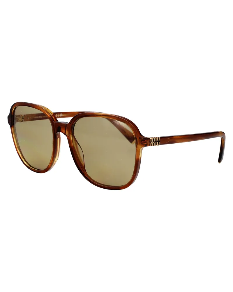 Miu Miu Women's Acetate Sunglasses Streaked Tobacco Brown