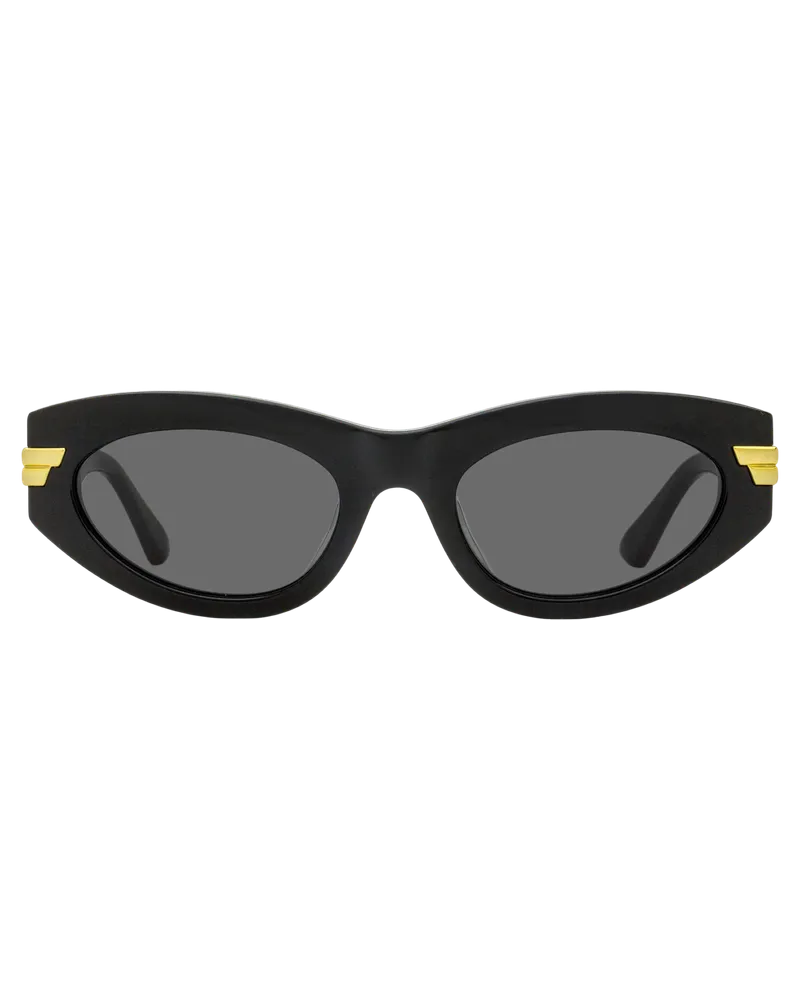 Bottega Veneta BV1189S Tapered Oval Sunglasses — Black Black