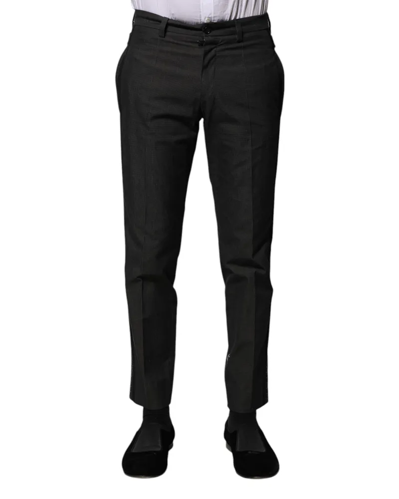 Dolce & Gabbana Men's Gray Cotton Patterned Formal Pants Gray
