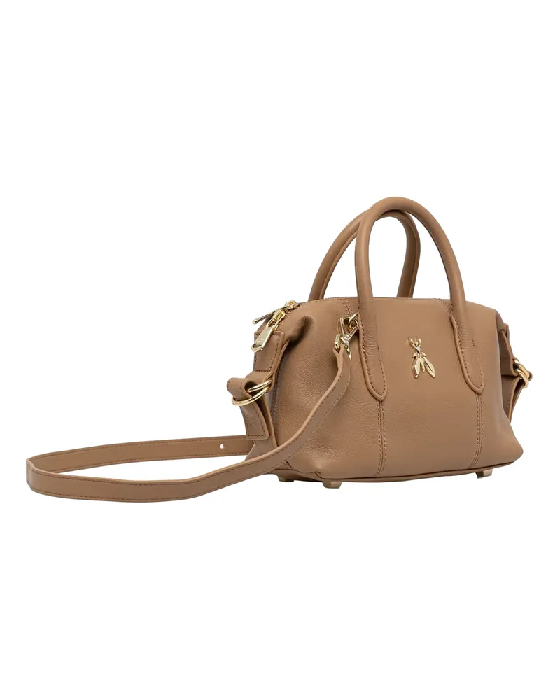 Patrizia Pepe Calfskin Leather Top Handle Bag — Brown Brown