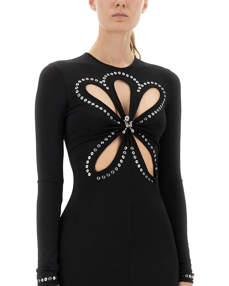 Paco Rabanne Viscose Second Skin Long Dress — Black Black