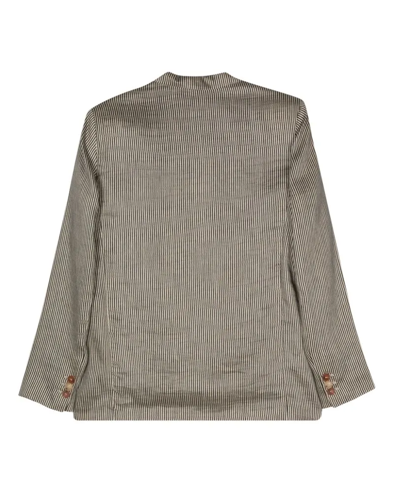 ALYSI Striped Linen Blend Blazer — black Black