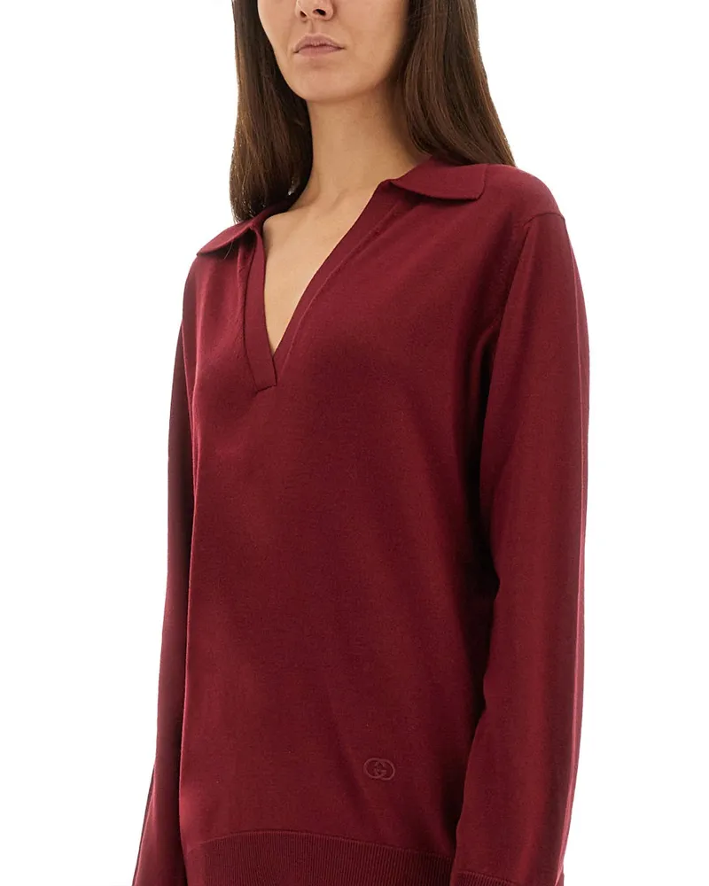 Gucci Ultrafine Wool Polo Shirt — Bordeaux Bordeaux