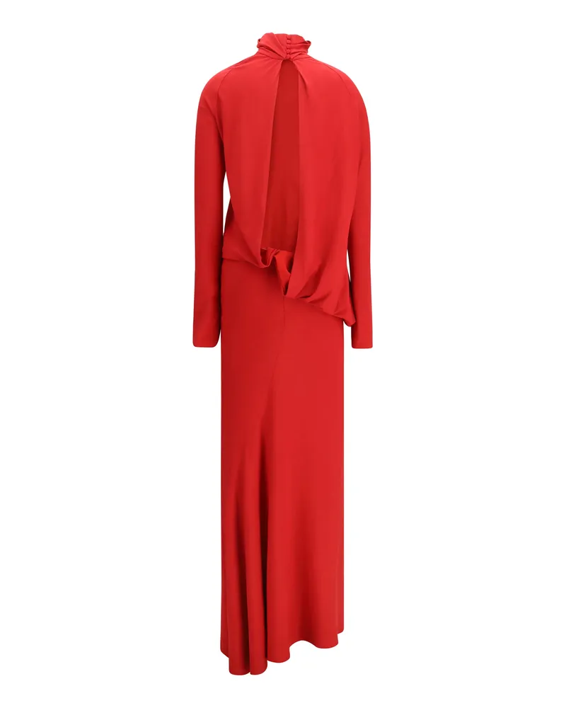 Magda Butrym Women's Long Open-Back Dress With High Neck Red Viscose; Silk; Elastane Red