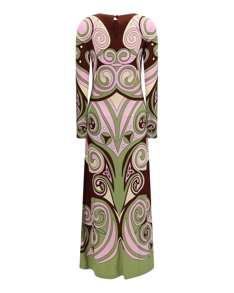 La DoubleJ Kells Swirl Placed Print Dress — Brown Brown