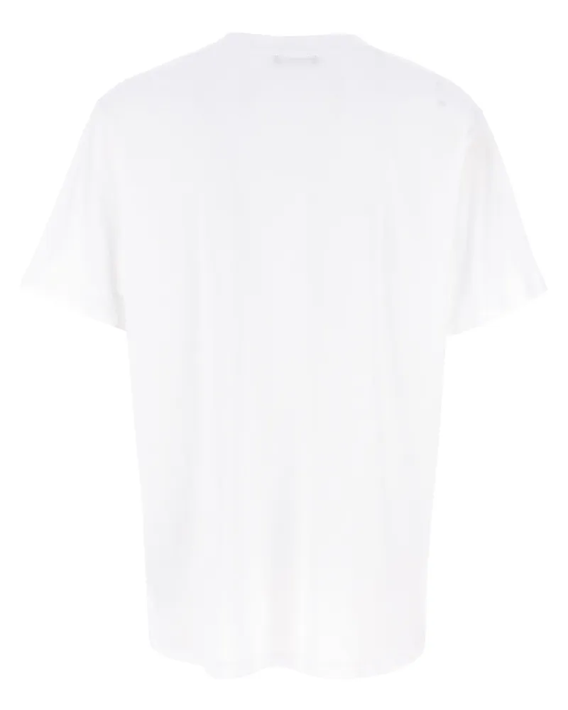 Balmain Men Bicolor Organic Cotton T-Shirt White
