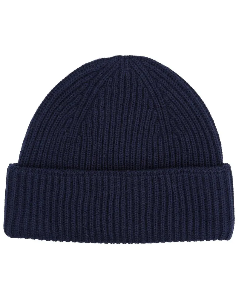 Kitsuné PM06112KT1022_0413 Wool Fox-Patch Beanie — Blue Blue