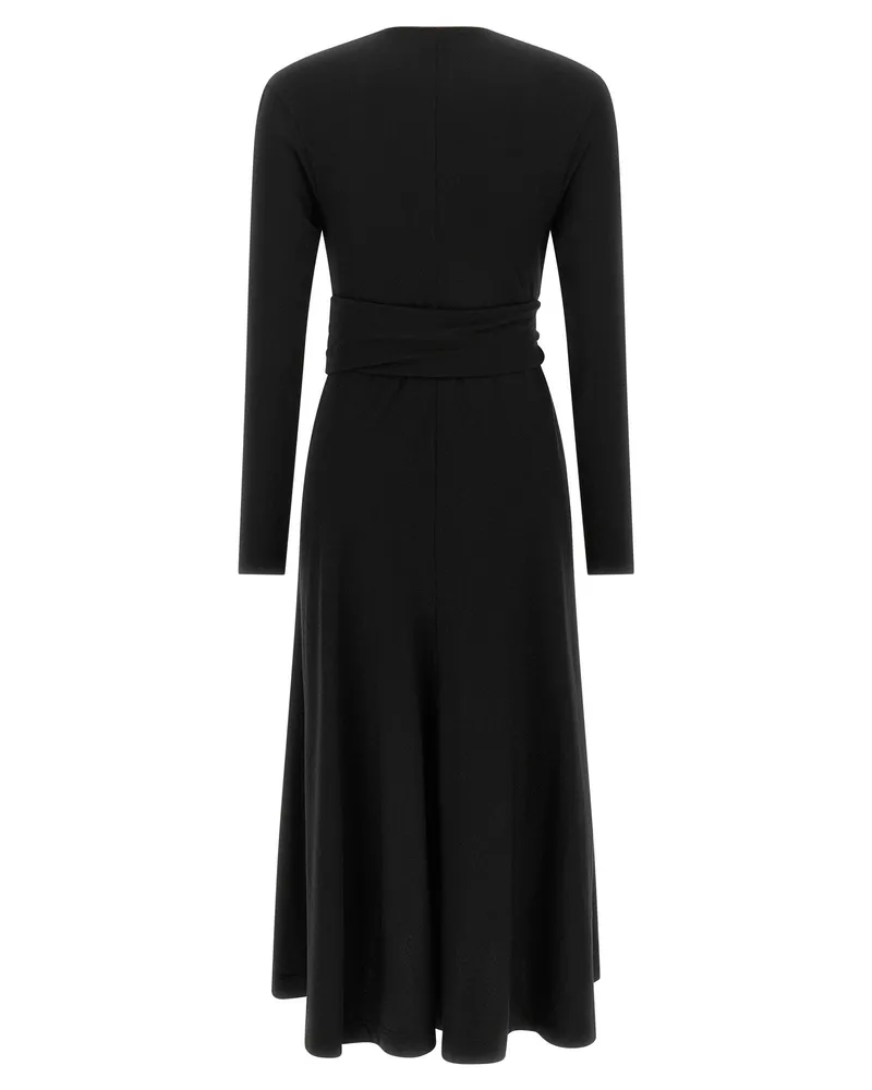 Brunello Cucinelli Virgin Wool Wrap Dress — Black Black