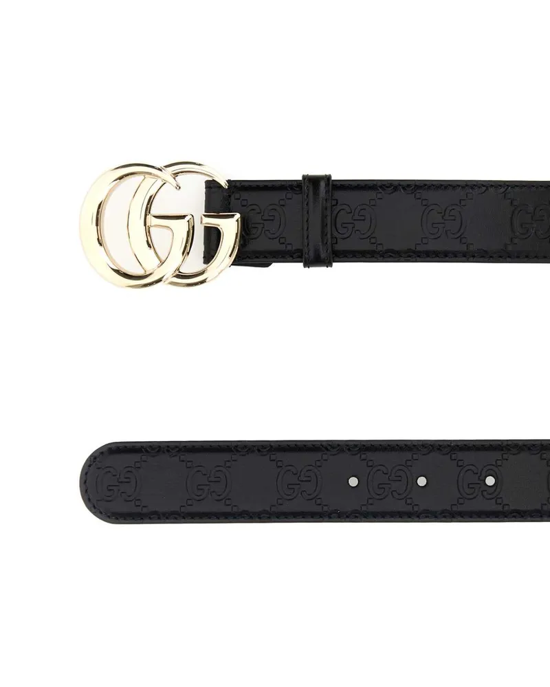 Gucci Women's Black Leather Belt Blackblackblack Calf Skin Cinture Black